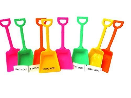 Small Toy Plastic Shovels Mix Lime Orange Yellow & Pink, 12 Pack, 7 Inches Tall 12 WE Dig You Stickers