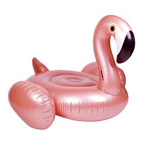 GOOBAT 75-Inch Giant Flamingo Inflatable Pool Float Toy, Swimming Party Lounge Floaty Raft for Adults, Rose Gold