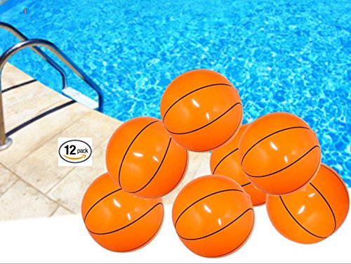 PlayO Inflatable Basketballs - 16 inch Beach Balls - 1 Dozen