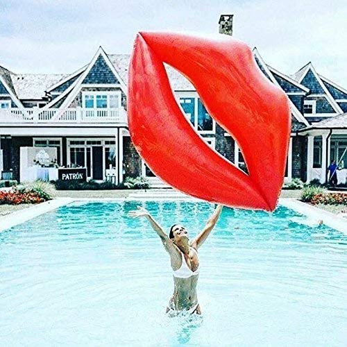 Tambeeze Lips Inflatable Pool Float - Summer Lounge Raft - Swim Party Toy