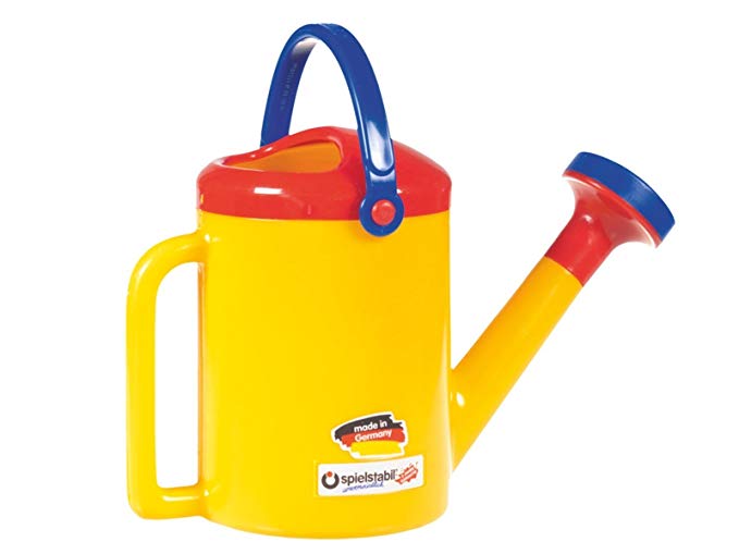 Spielstabil Classic Yellow Watering Can with 2 Sturdy Handles for Ages 18 Months and Up - Holds 1 Liter (Made in Germany)