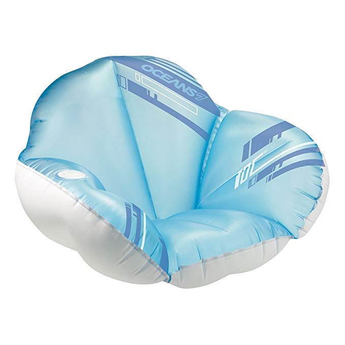 Oceans7 Lotus Floating Chair, Oversized Inflatable Pool Float, Beverage Holder, Blue/White, Age 15 and Up
