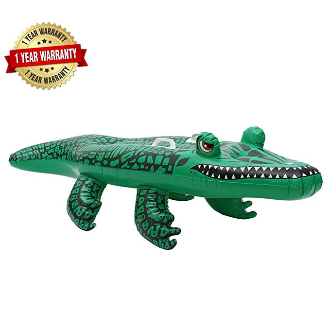 Inflatable Crocodile Float Raft Lounger Alligator Ride-On Swim Mat Beach Air Row Cushion Pool Bed