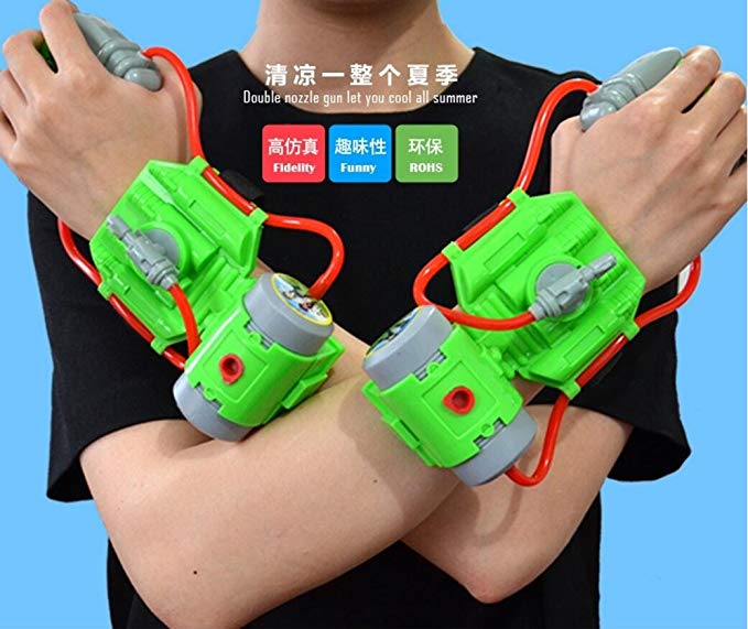 Children's wristband wrist water gun 5 years old adult bathing water toy ，Spiderman Water Gun (Green)