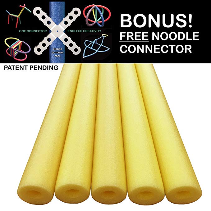 Prime Foam Swimming Pool Noodles- 5 Pack 52 Inch Wholesale Pricing Bulk Yellow