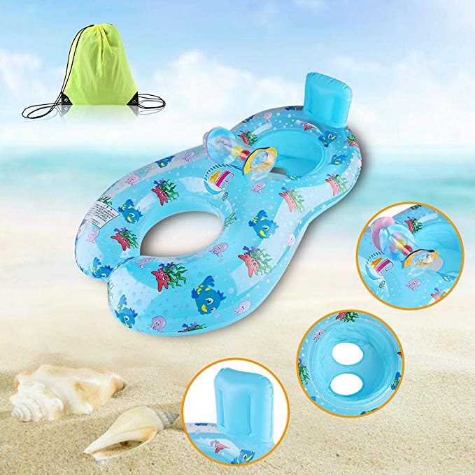 Mommy and Baby Inflatable Baby Pool Float，Happon Baby Float Seat Swim Ring Pool Float For Age 6-36 months Included A Storage Bag Bonus