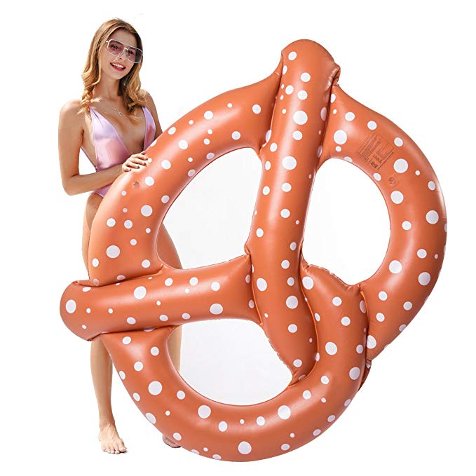 GABOSS Giant Pretzel Pool Float, Swim Fun Inflatable Floating Seat,Summer Outdoor Swimming Pool Party Ride-On Raft Toys 60 x 55 inch (Pretzel)