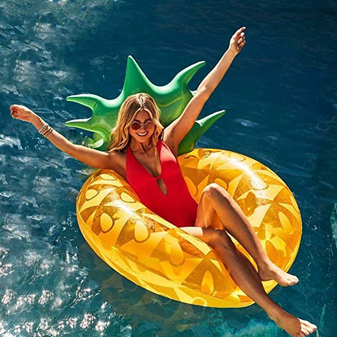 Giant Inflatable Pineapple Pool Float - Happytime Pool Float 43 inches Swim Ring Summer Party Beach Lounge Lilos