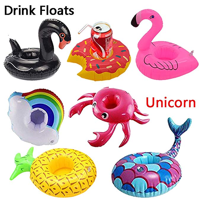 WSXUS Inflatable Drink Holders , 8 Packs Drink Floats Inflatable Cup Coasters for Pool Party and Kids Bath Toys , Party Supplies Pool Beach Shower Spa Festival Holiday Vacation Birthday Fun Gift