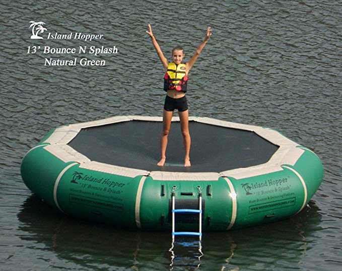 Island Hopper 13' Bounce N Splash Water Bouncer Natural Green