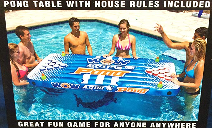 Wow Watersports Aqua PongPool Lounge Beer Pong Inflatable with Social Floating, The Air Pong Table - The Portable, Inflatable Beer Pong Table