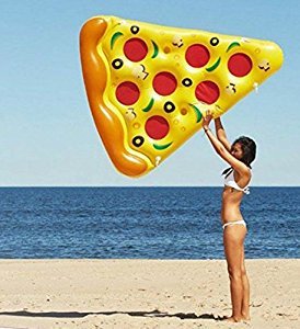 CLASSIC Giant Inflatable Pizza Slice Swimming Pool Float Raft with Cup Holders