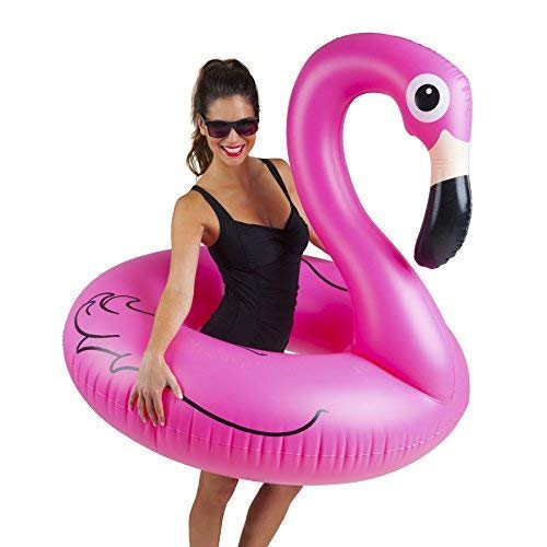 BigMouth Inc Pink Flamingo Pool Float, Inflates to Over 4ft. Wide, Funny Inflatable Vinyl Summer Pool or Beach Toy, Patch Kit Included