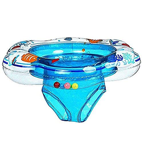 Double Baby Airbags Floating PVC Inflatable Baby Swim Float Seat Swimming Ring (Blue)