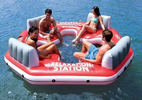 Intex Pacific Paradise Relaxation Station Water Lounge 4-Person River Tube Raft