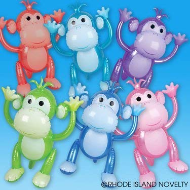 1 Dozen Colorful Inflatable Monkeys (24