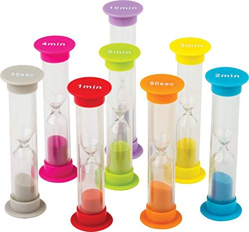 Teacher Created Materials TCR20697 Small Sand Timers Assorted Colors and Time (Pack of 8)