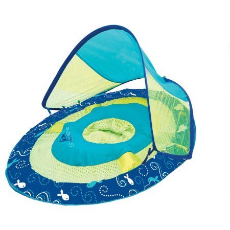 Swim Ways Baby Spring Float Sun Canopy - Teal and Lime (Sail Boat and Fish)