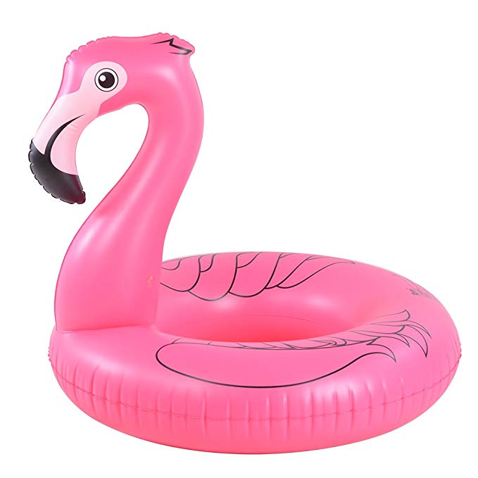 HIWENA Flamingo Float, Inflatable Flamingo Party Tube, 41 Inches Pink Flamingo Float, for Ages 9+