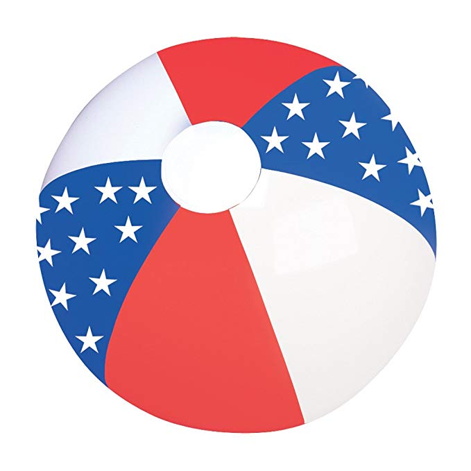 12 Pack - PATRIOTIC RED, WHITE AND BLUE STAR BEACHBALL