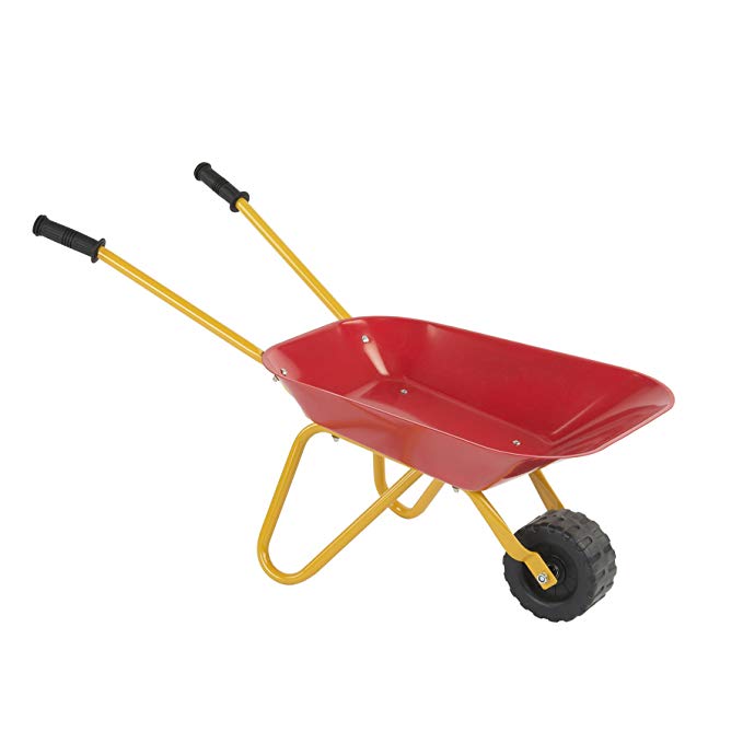 PlaSmart Little Workers Wheelbarrow Ride On Toy, Age 3 yrs and up, Construction Toys That get Jobs Done in The Sandbox, Beach, Dirt or Snow