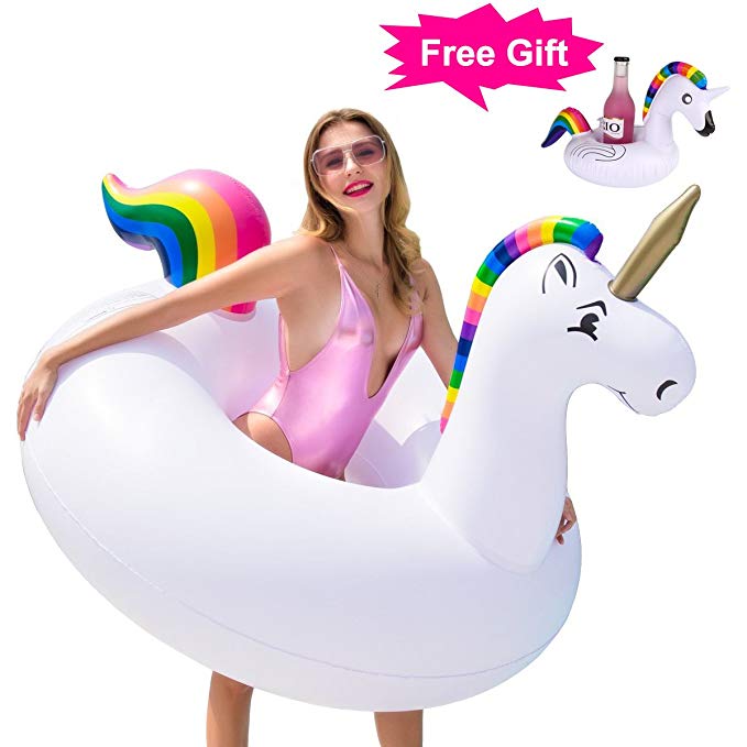 GABOSS Inflatable Unicorn Pool Floats Party Tube Swimming Ring Pool Toys for Adults & Kids, 55