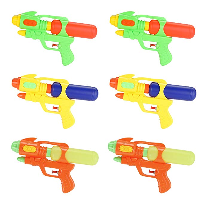 Fun-Here Water Guns 9 Inch 6 packs for Kids Adults Multicolor Squirt Gun in Party Pool Bath Favors Indoor Outdoor Funy Summer Toy (Pack of 6)