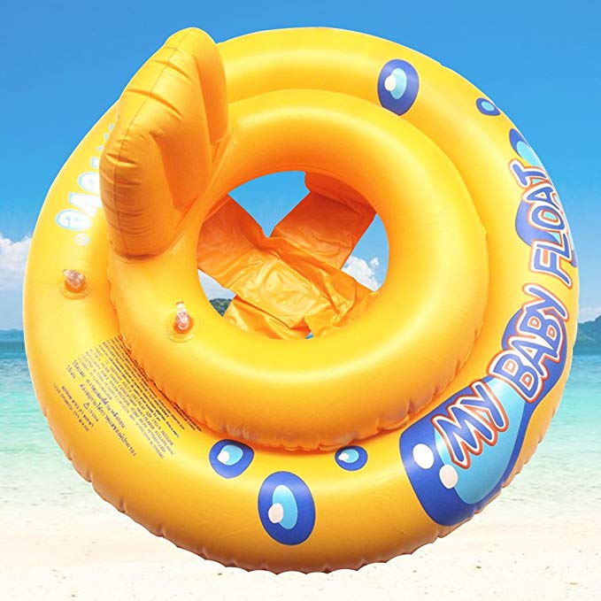 LOHOME Baby Pool Float - Inflatable Infant Swiming Ring with Sun Canopy Baby Safe Sit with Sunshade for Swim Training (AB)