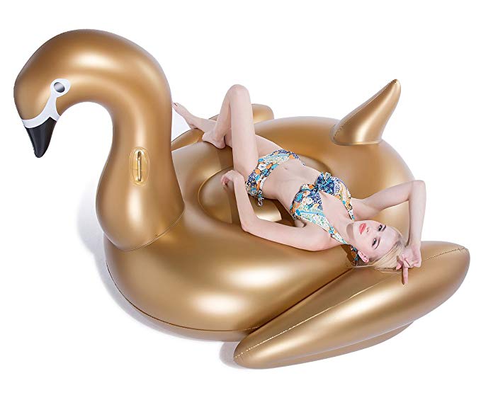 Jasonwell Giant Inflatable Golden Swan Pool Float Inflatable Party Float Toy with Rapid Valves Summer Outdoor Swimming Pool Lounge Raft Decorations Toys for Adults & Kids 75x 67 x 51.2-Inch