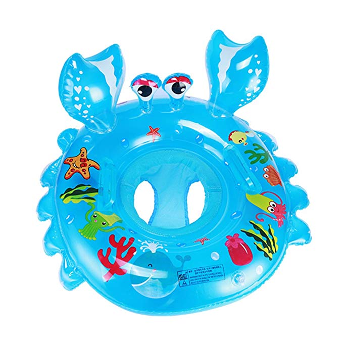 Sealive Inflatable Swimming Float Tube Raft for Baby Kids,Cute Crab Pool Float Swim Ring Summer Water Fun Pool Toys for Family Beach Bath Time