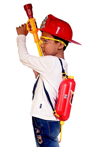 Fireman hat Toy and Firefighter Backpack Water Gun Toy Children Role Play Toys