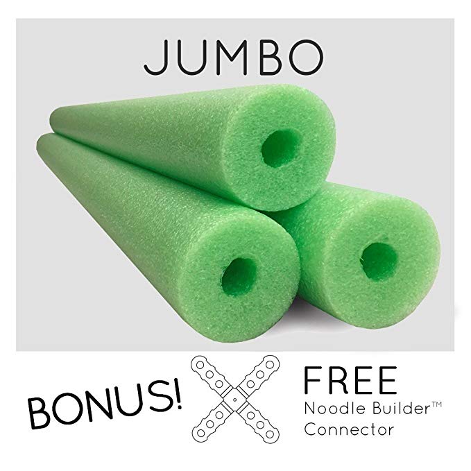 3 Pack Oodles Monster 55 Inch x 3.5 Inch Jumbo Swimming Pool Noodle Foam Multi-Purpose Lime Green