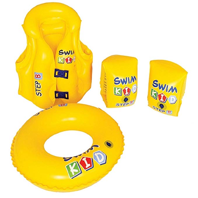 4-Piece Inflatable Yellow Swim Kid Children's Swimming Pool Float Learning Set