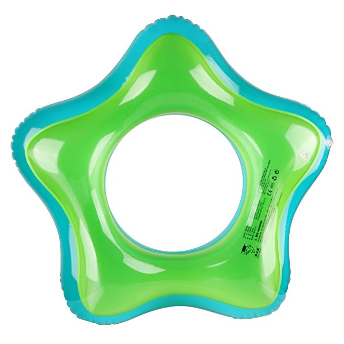 Mocoosy Inflatable Swim Ring Pool Swimming Tube for Adults Kids Luck Star Shape Swimming Floats for Beach Party (Green, 31.5'')