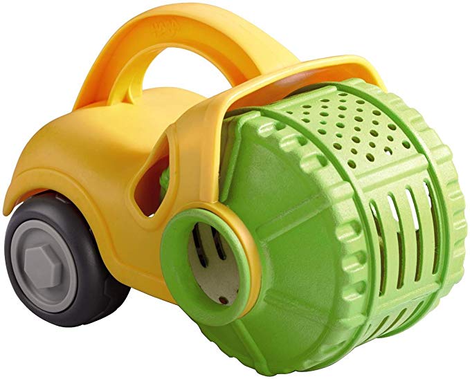 HABA Sand Play Steam Roller and Sieve Construction Vehicle for Beach, Sandbox and Pool - Perfect Sand Play Accessory Toy