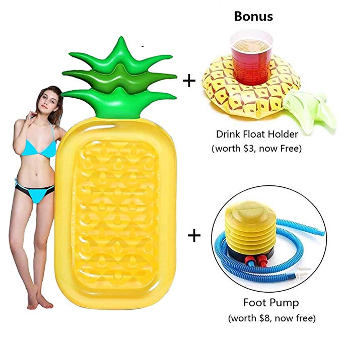 SYITCUN Giant Inflatable Pineapple Pool Party Float Raft Summer Outdoor Swimming Pool Inflatable Floatie Lounge Pool Loungers for Adults & Kids-Enjoy Summer Time with Family