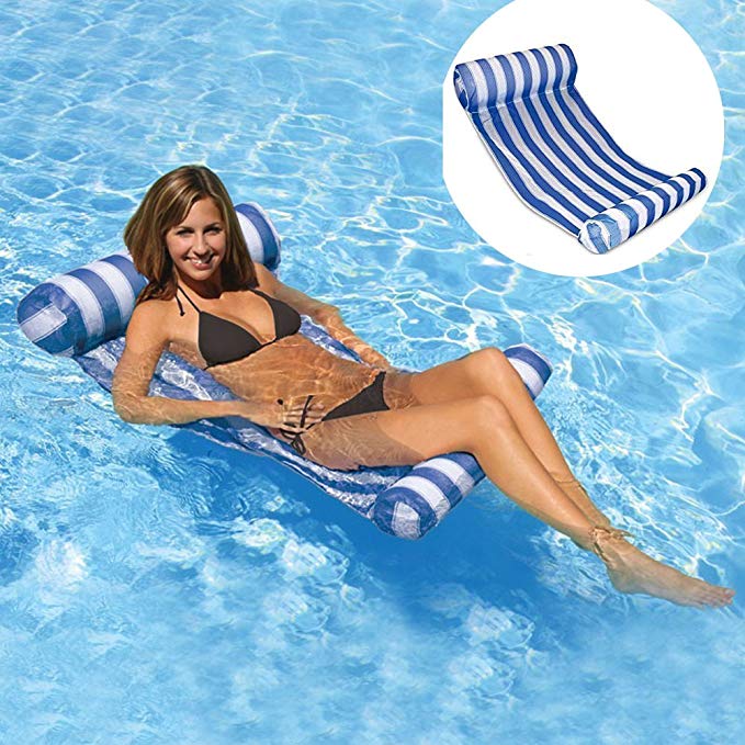 HomeYoo Swimming Pool Beach Floating Water Hammock Lounge Chair, Inflatable Water Rafts Floating Bed,Floating Chair,Water Sofa,Inflatable Swimming Pool Lounger Chair Air Bed for Adult and Kids (Blue)