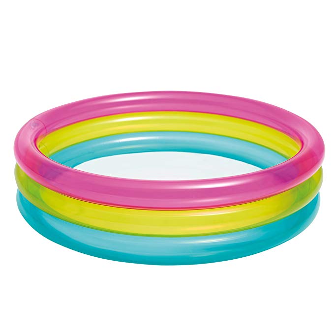 Intex Rainbow Baby Pool for Ages 1-3, 34 x 10, Pink/Yellow/Blue