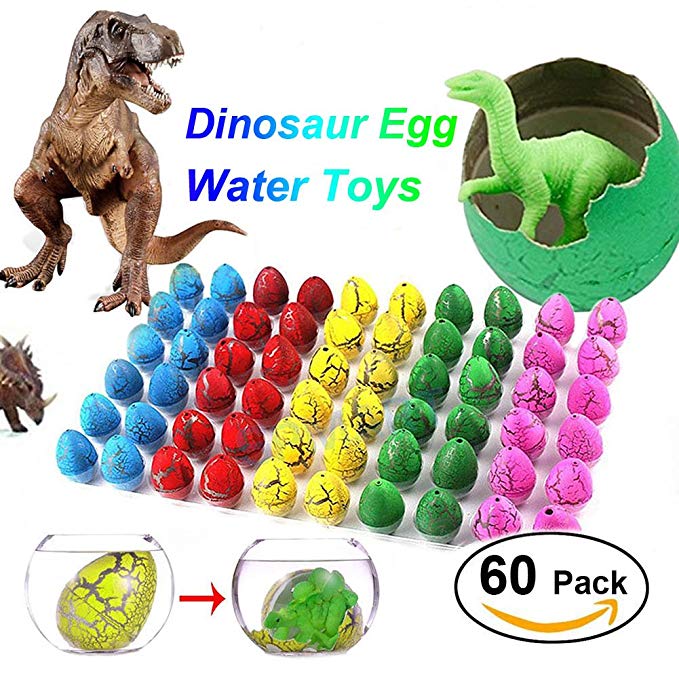 Dinosaur Eggs Swim Pools Water Toys 60 Pack Filled with Dinosaur Toys That Hatch in Water for Kids Boys Girls Toddlers Summer Beach Ball Dive Toys for Preschool Student Birthday Party Prime Deal Gift