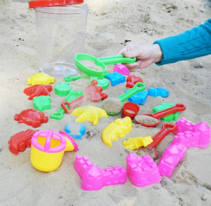 Night lions Tech(TM) 32 Pcs Children's Kid's Toy Beach/sandbox Tool Playset, with large size Bucket Packing