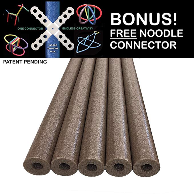 Oodles of Noodles Deluxe Foam Pool Swim Noodles - 5 Pack 52 Inch Wholesale Pricing Bulk Brown