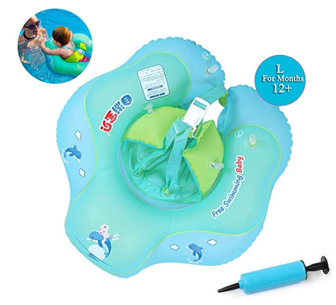 Baby Inflatable Swimming Float, Safety Underarm Swimming Waist Float Ring, Children First Swim Floaties Water Fun Swimming Pool Accessories Early Learning Bath Toy for Girls, Age ( 12 - 36 Months, L )