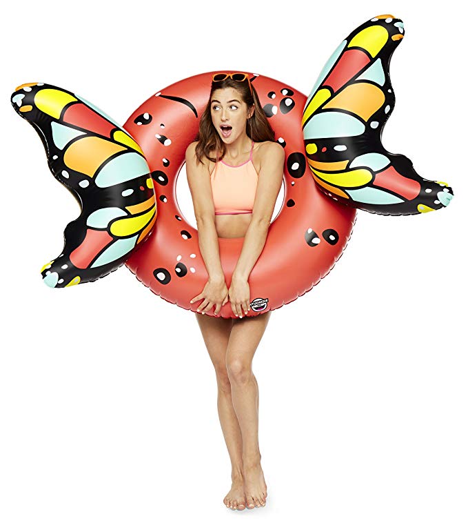 BigMouth Inc Giant Inflatable Red Butterfly Wings Pool Float, Cute Pool Tube with Patch Kit Included