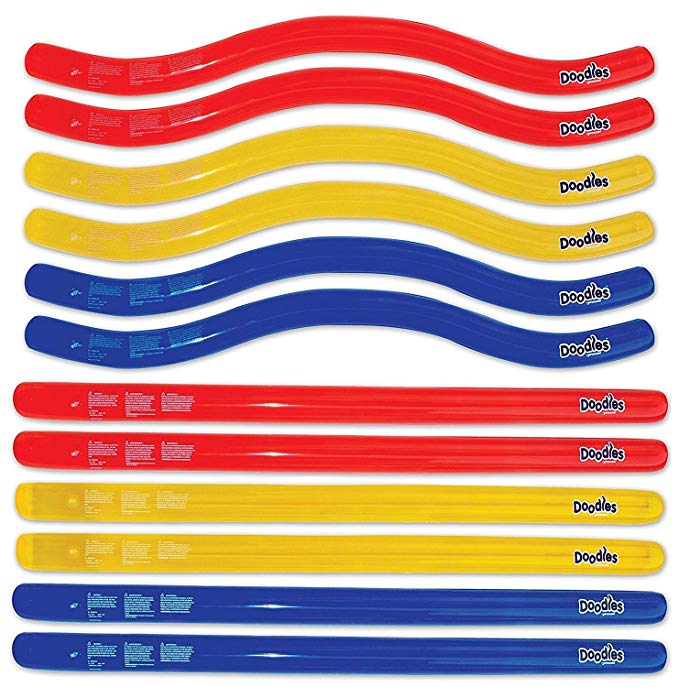 Swimline Doodles Inflatable Pool Noodle Float 2 Packs of 6 Noodles