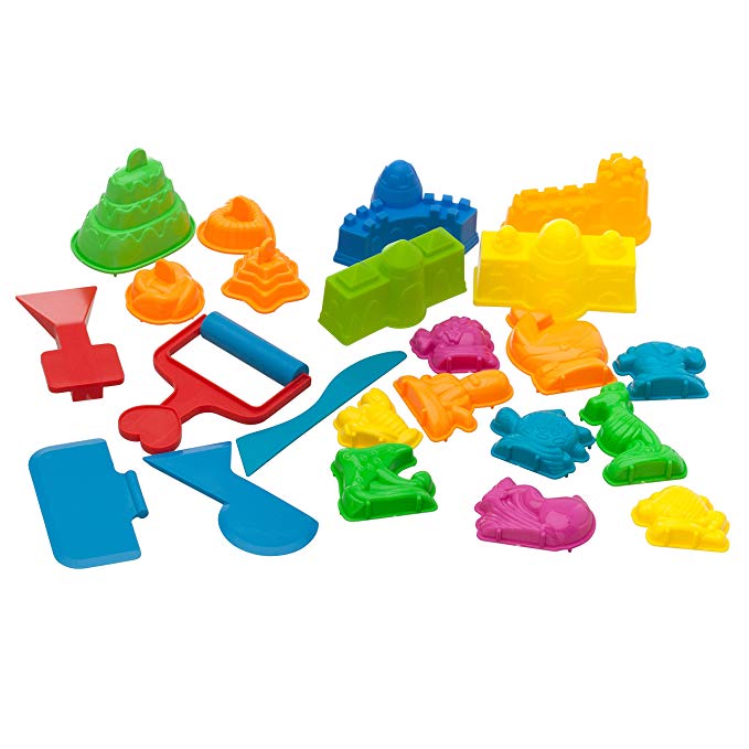 USA Toyz Play Sand Toys for Kids - 23 Pc Kids Sand Toys Play Sand Kit with Play Sand Castle Molds + 5 Magic Sand Art Tools for Kinetic Play Sand