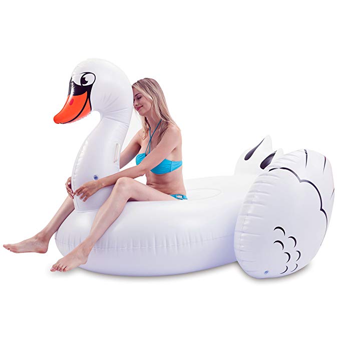 JOYIN Giant Inflatable Swan Pool Float, Fun Beach Floaties, Swim Party Toys, Pool Island, Summer Pool Raft Lounge for Adults & Kids