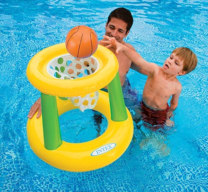 INFLATABLE FLOATING POOL BASKETBALL GAME HOOP AND BALL OUTDOOR FUN FOR ADULTS AND KIDS