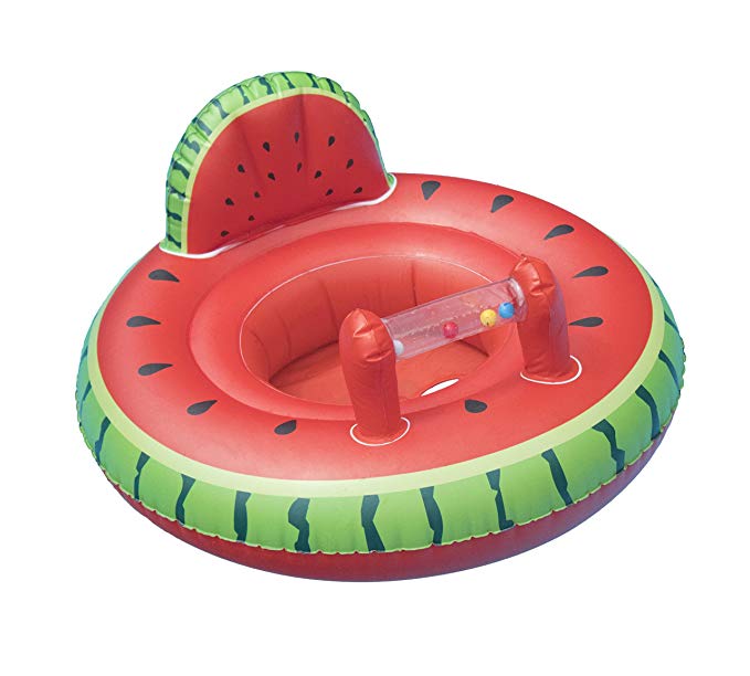 Swimline Watermelon Baby Seat Pool Inflatable Ride-On, Red, Green