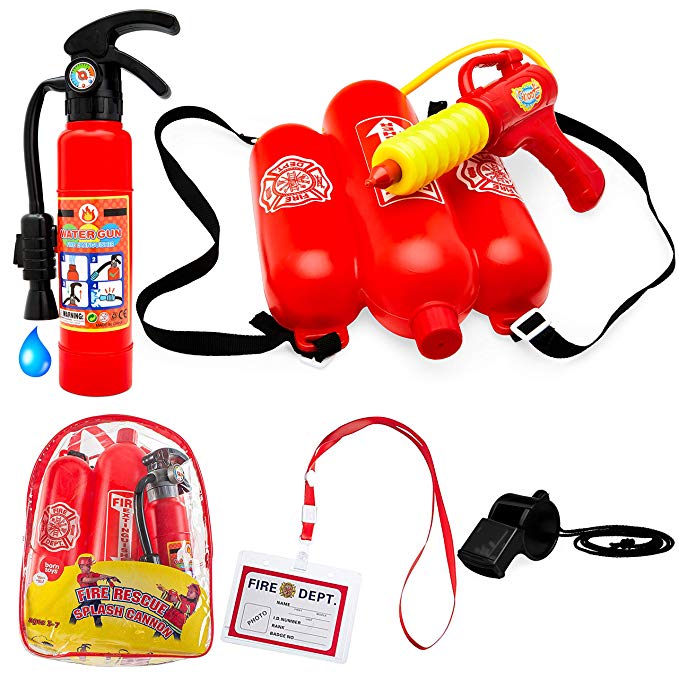 5 Piece Premium Firefighter Water Gun Toy Set. for Outdoors, Pools, Summer.Beach,Bath and Halloween.Includes Bag