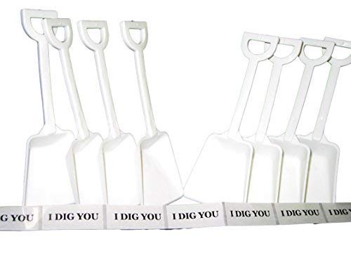 Small Toy Plastic Shovels White, 12 Pack, 7 Inches, 12 I Dig You Stickers